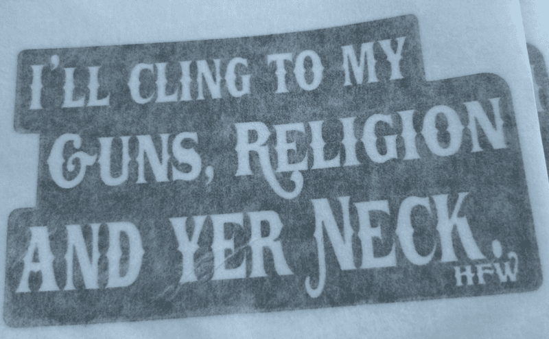 Decal - Cling to Guns - Back